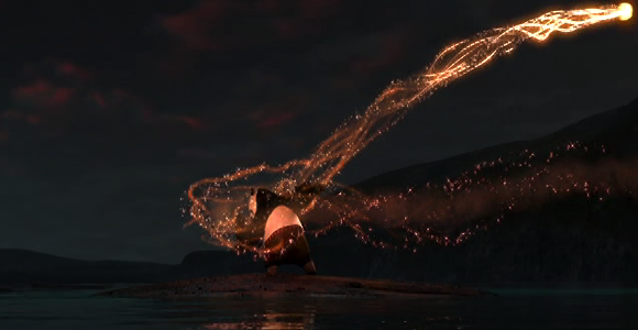 Deflecting cannonballs in Kung Fu Panda 2.